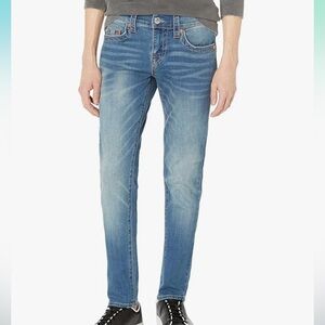 True Religion Rocco Relaxed Skinny Button Fly Faded Blue Slim Jeans